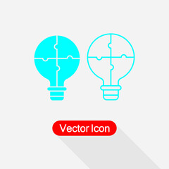 Light Bulb Puzzle Icon, Solution, Innovation Icon Vector Illustration Eps10