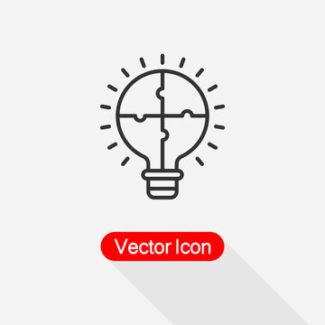 Light Bulb Puzzle Icon, Solution, Innovation Icon Vector Illustration Eps10