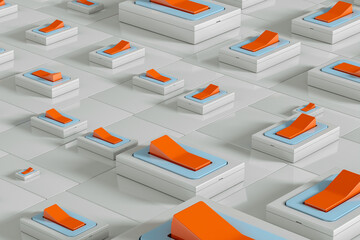 Isolated orange switch buttons