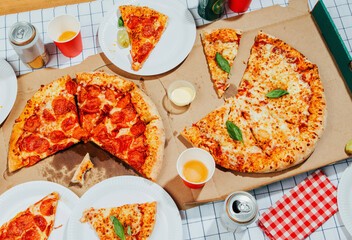 Pizza party table.