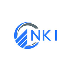 NKI Flat accounting logo design on white  background. NKI creative initials Growth graph letter logo concept. NKI business finance logo design.