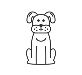Sitting dog line icon on white background