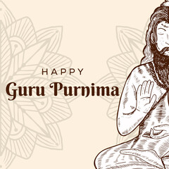 happy guru purnima hand drawn illustration
