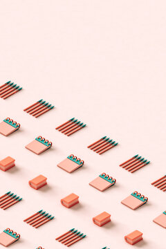rows of office supplies