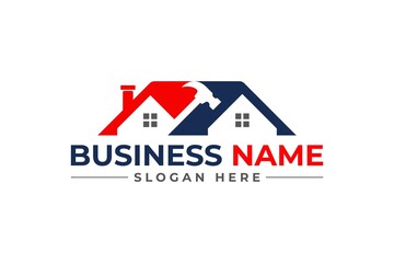 home repair with hammer, roofing, remodeling, handyman, home renovation, decor logo	