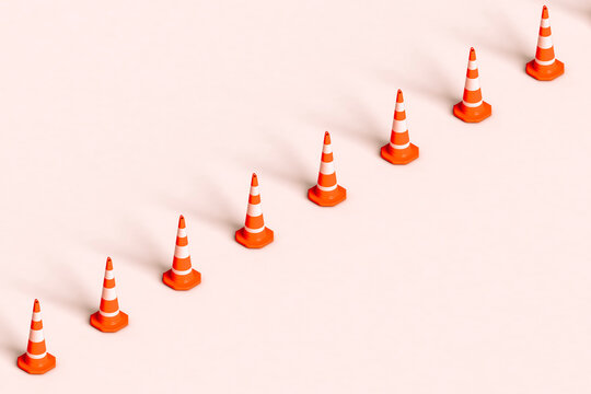 a row of traffic cones