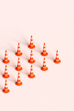 rows of traffic cones. 3d render.