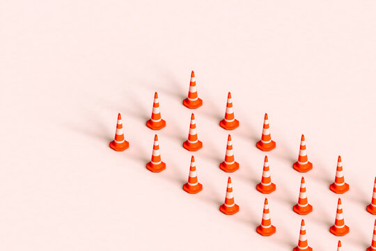 rectangle from traffic cones. 3d render