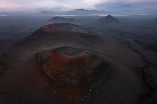 Aerial View Of A Crater In Iceland.