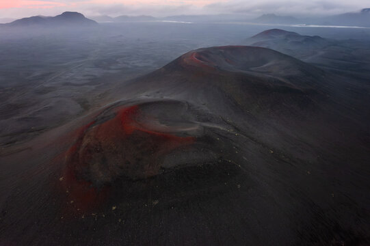 Aerial View Of A Crater In Iceland.