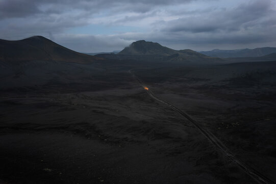 Aerial View Of A Crater In Iceland.