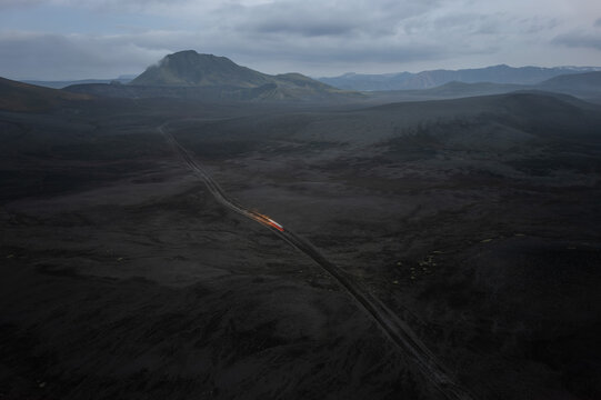 Aerial View Of A Crater In Iceland.