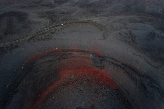 Aerial View Of A Crater In Iceland.