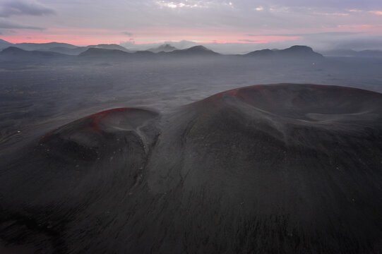 Aerial View Of A Crater In Iceland.