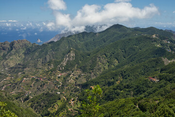 Spectacular landscape from the Pico del Inglés viewpoint in the Anaga Rural Park in Tenerife,...