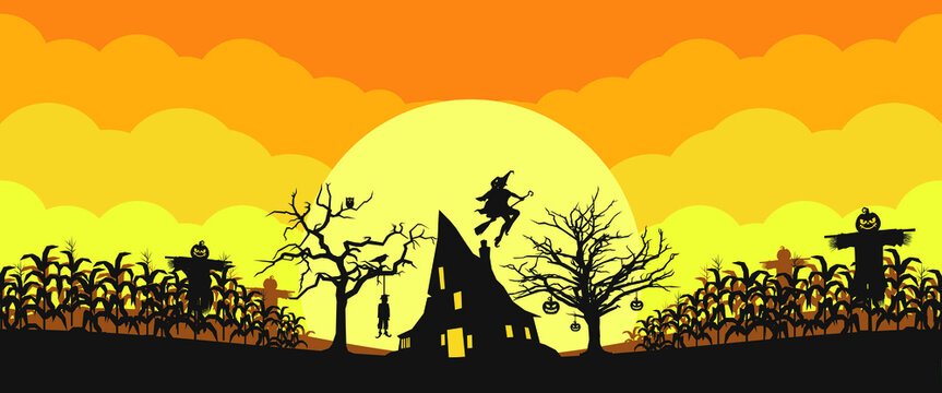 Halloween Flying Broom Background