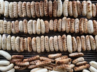 Stack of Grill Raw Banana.