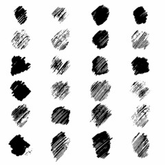 Illustration of Set of Vector Pencil Strokes and Stains of Hand Drawn Black of Various Sizes and Shapes on White Background.