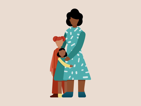 Single mother with little daughters