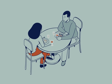Couple having romantic dinner in restaurant