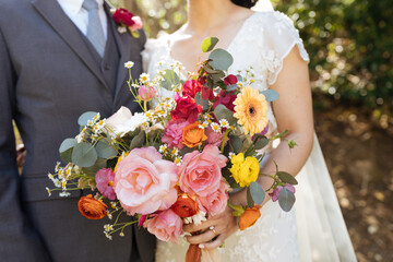 Pink spring wedding bouquet