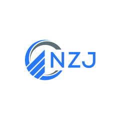 NZJ Flat accounting logo design on white  background. NZJ creative initials Growth graph letter logo concept. NZJ business finance logo design.