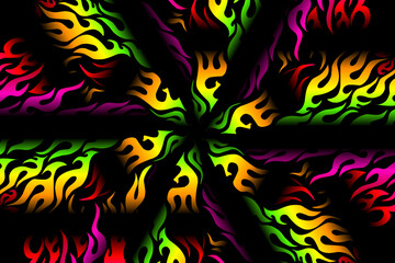  luxurious colourful abstract flame  line art pattern of indonesian culture traditional tenun batik ethnic dayak ornament for wallpaper ads background or clothing