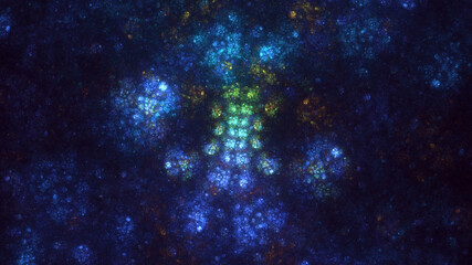 3D rendering abstract multicolored fractal light background with bright center