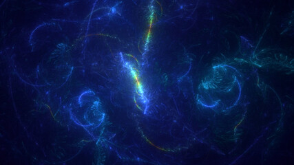 3D rendering abstract multicolored fractal light background with bright center