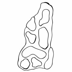 Black and White Rock Coloring Page, Hand drawn black and white sea doodle sketch illustration. Stone Coloring Book for Kids.