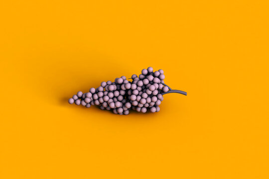 a grapes on a yellow background. 3d render