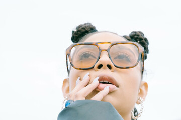 close up portrait of urban latin woman