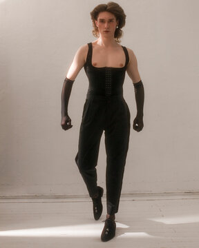 Portrait of young androgynous guy