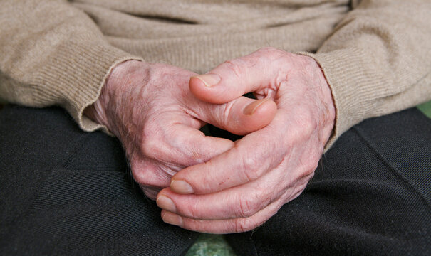 Close up shot of senior man's hand