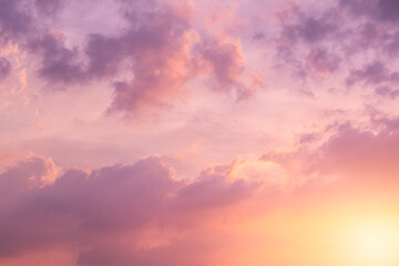 Naklejka na ściany i meble beautiful skyline summer season colorful purple sky cloud sunset or morning sunrise good day.