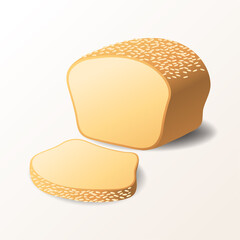 Fresh bake healthy bread sourdough cut slice bakery shop, pastry isolated vector illustration 
