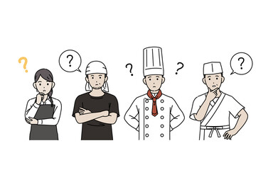 考える　疑問　？　飲食店の店員　料理人　コック　シェフ　板前　店主　経営者