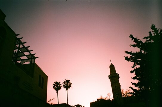 mosque on Jerusalem on sunset