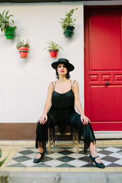 Portrait of a sitting flamenca woman