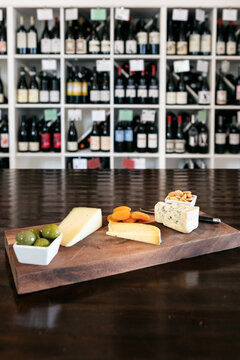 Sampling Of Fine Cheeses On A Board