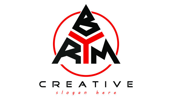 RBM three letter creative triangle shape in circle logo design vector template. typography logo | Letter mark logo | initial logo | flat logo |  minimalist logo | 