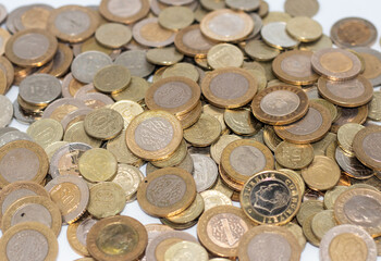 pile of  turkish metal coins