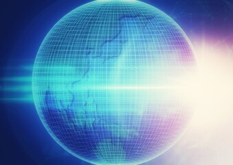 光輝く地球儀の3Dイラスト