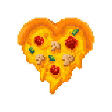 Pixel art style delicious pizza slices
