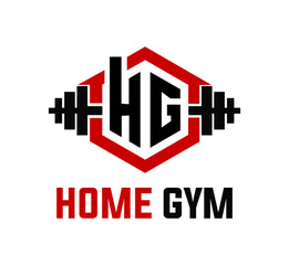 Letter HG Logo With barbell. Fitness Gym logo.