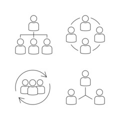 Business communication. Communication icon. Customer centricity icon. Black flat line icon isolated on white background. Vector illustration.