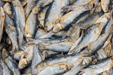 Sun-Dried Herring Fish (Tuyong Salinas) for sale at a market.