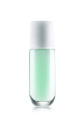 Glass jar with cream or lotion isolated on a white background.