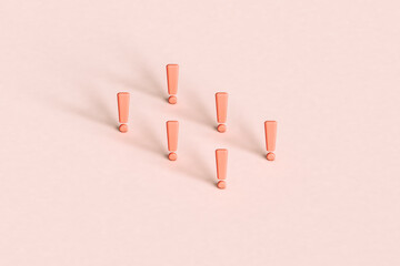 rectabgle from pink exclamation points. 3d render.