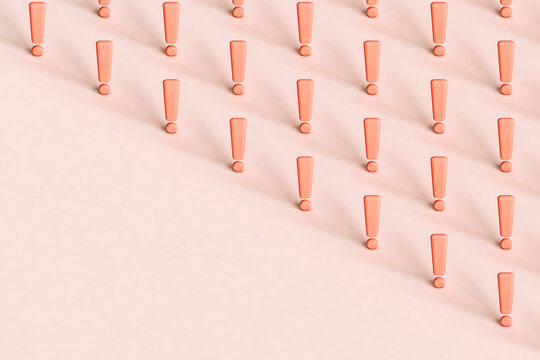 collection of pink exclamation points with copy space